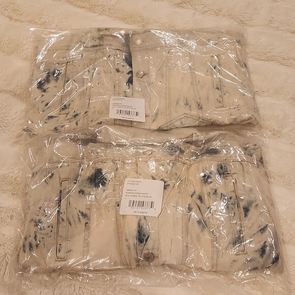 Free People Denim Jacket In Jones Tie Dye size L - Picture 9 of 11